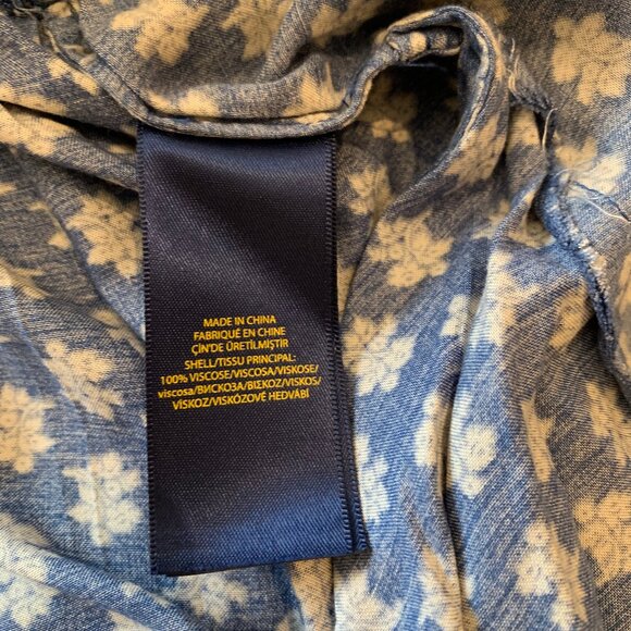 Polo Ralph Lauren Girls Blue Floral Button-Front Dress 3/4 Sleeves Size 12 - Picture 13 of 15